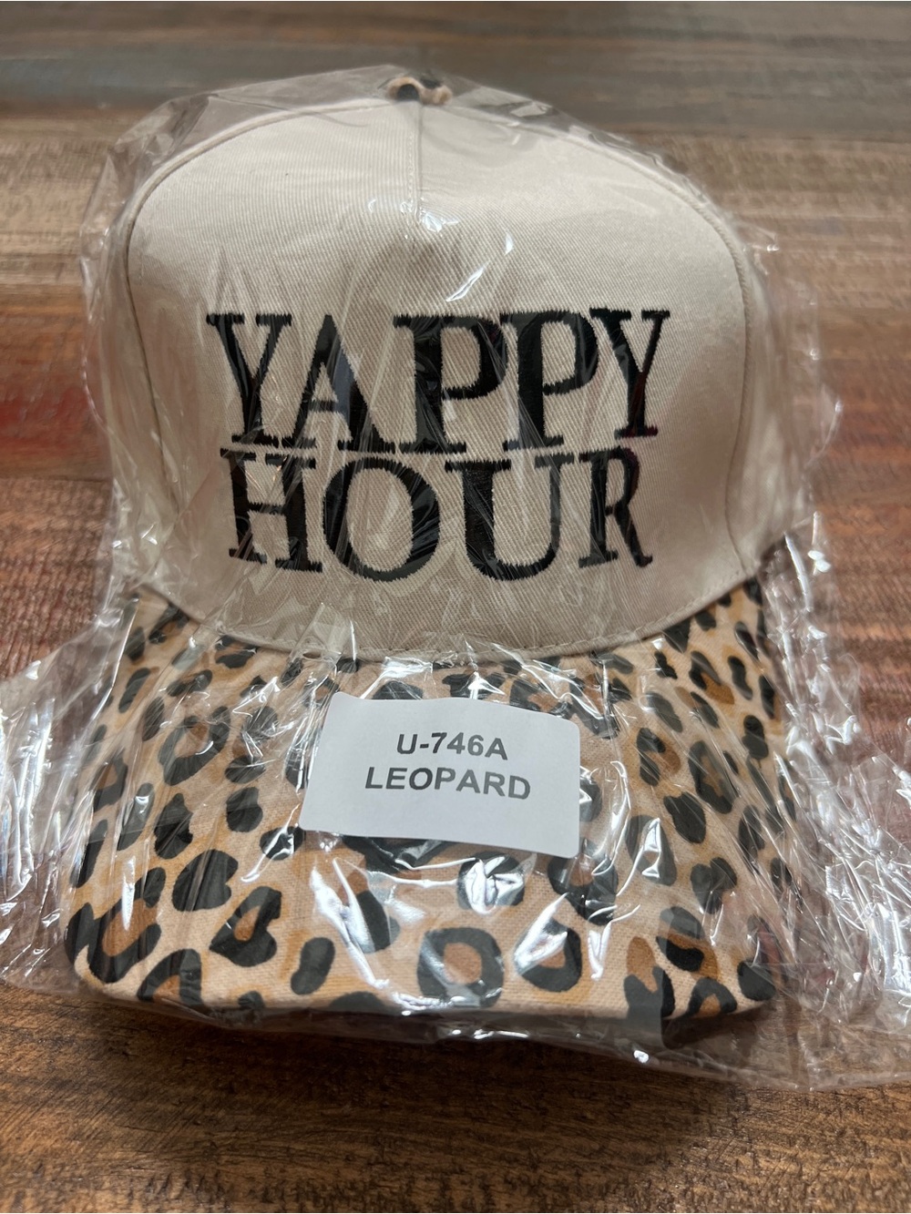 Zenana ‘Yappy Hour’ Trucker Hat with Leopard Brim NEW